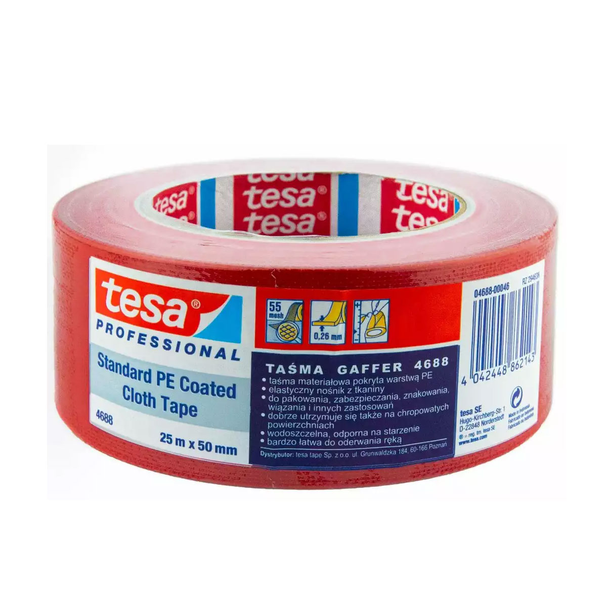Ambalare și etichetareBenzi adezive și accesorii - Banda adeziva textila rosie 25m*50mm tesa