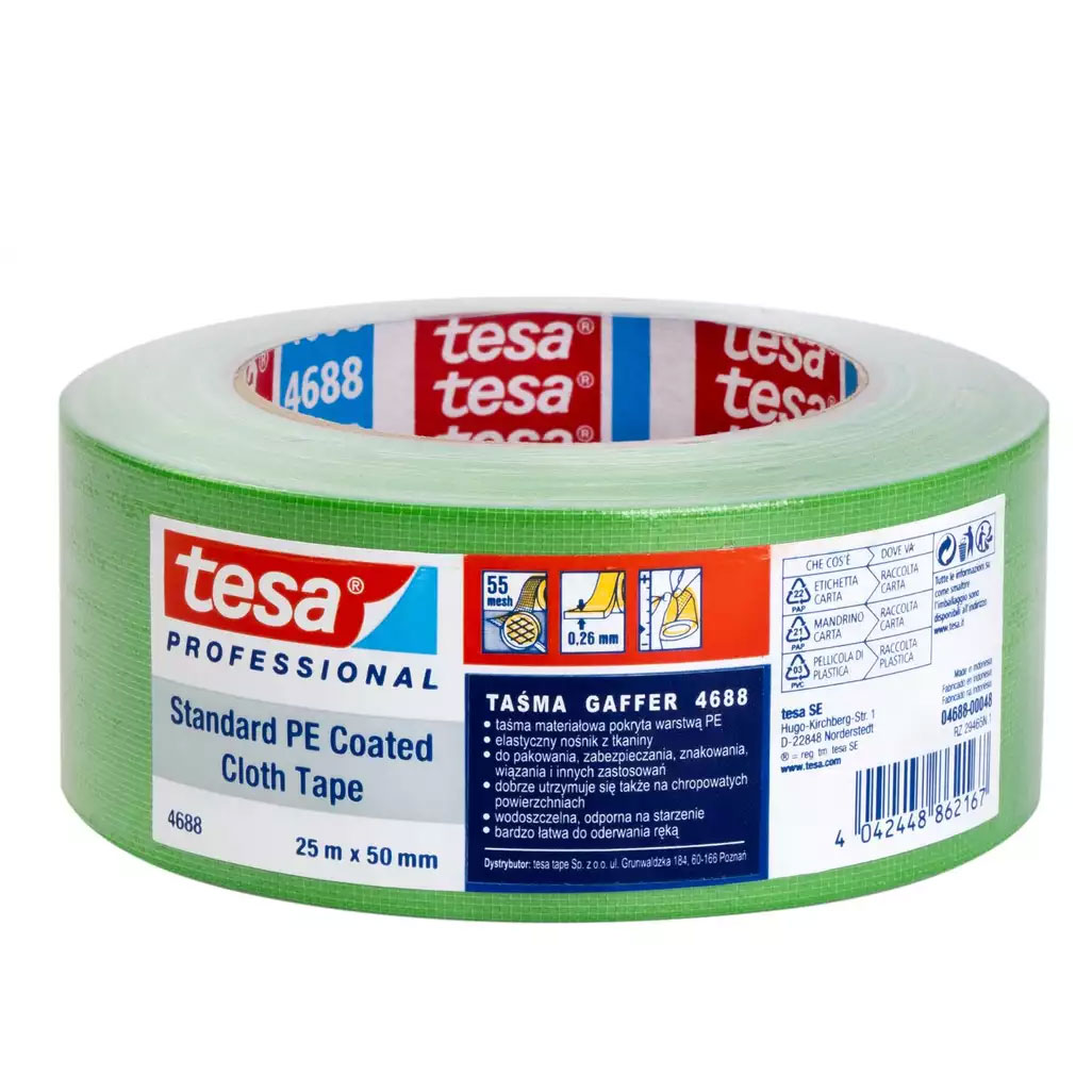 Ambalare și etichetareBenzi adezive și accesorii - Banda adeziva textila verde 25m*50mm tesa