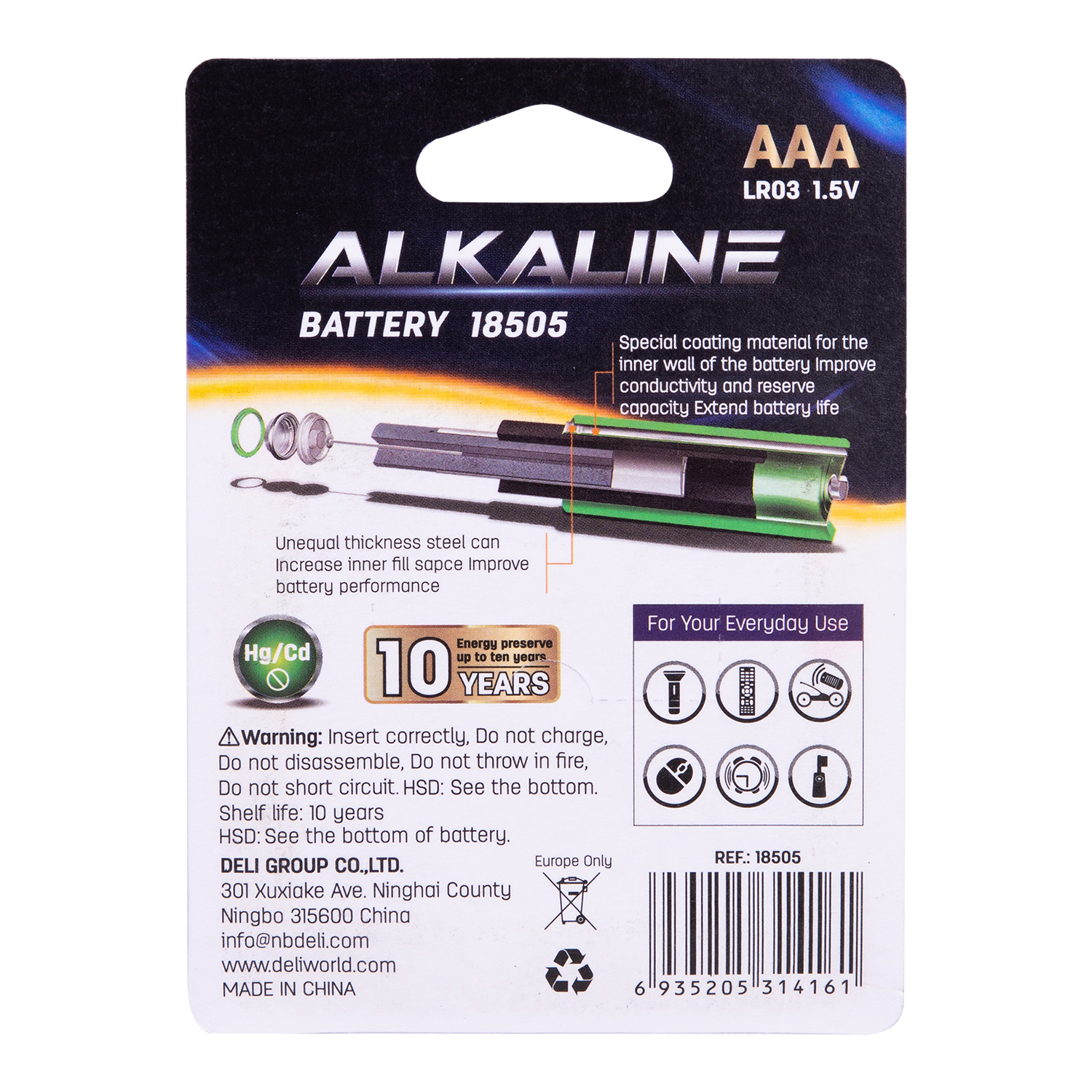 Baterii r3(aaa) alcaline 4 buc/set deli [1]