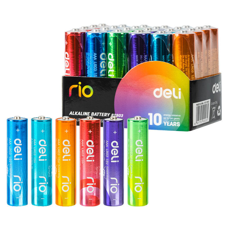 Baterii r3(aaa) alcaline colorate 4 buc/set deli