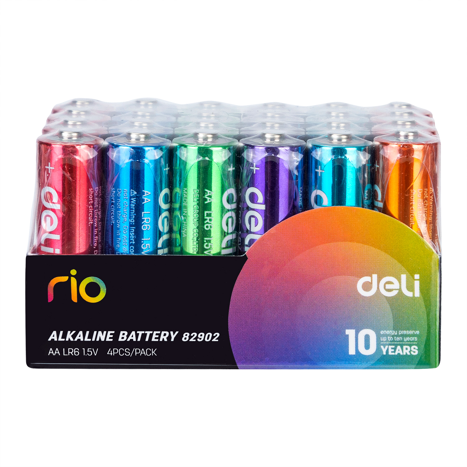 Baterii r6(aa) alcaline colorate 4 buc/set deli