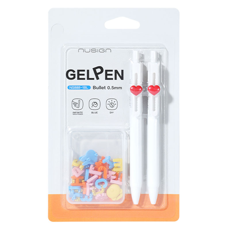 Blister 2 Pixuri Cu Gel Cu Mecanism 0,5MM Albastru + 1 Set Litere Puzzle Nusign Deli