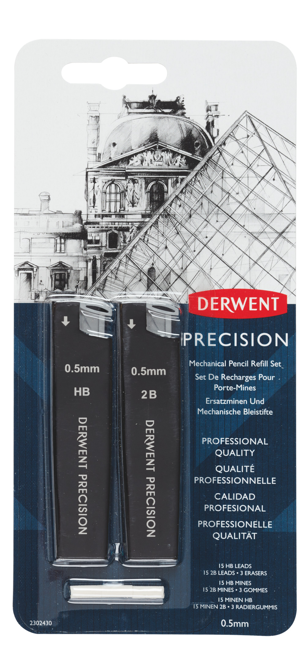 Blister 2 X Mine Creion 0.5 Hb/2B + 2 Radiere Pt Creion Profesional Derwent