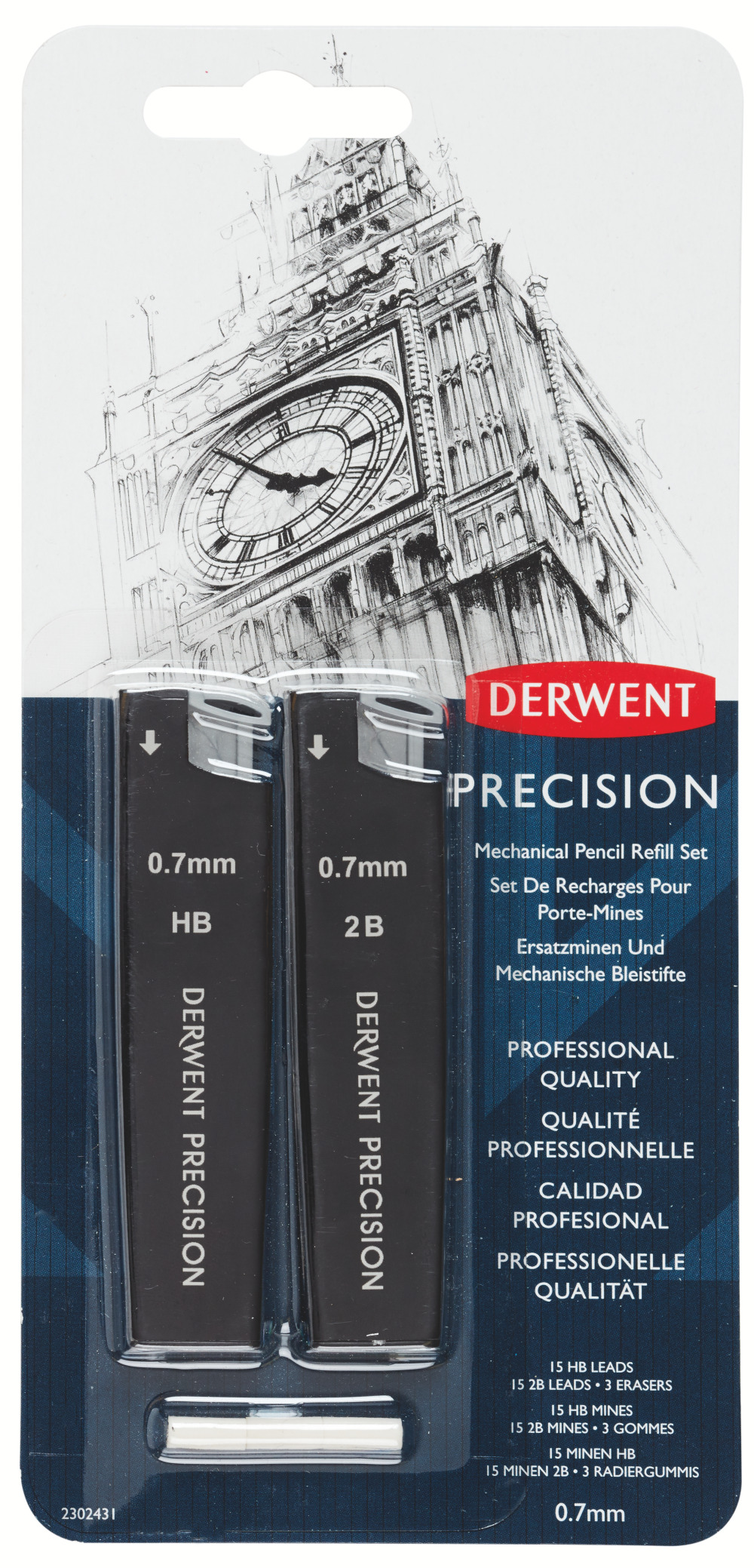 Blister 2 X Mine Creion 0.7 Hb/2B + 2 Radiere Pt Creion Profesional Derwent