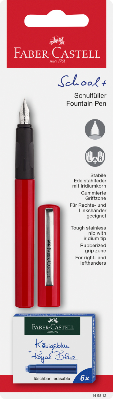 Rechizite Școlare - Blister stilou scolar rosu + 6 cartuse faber-castell