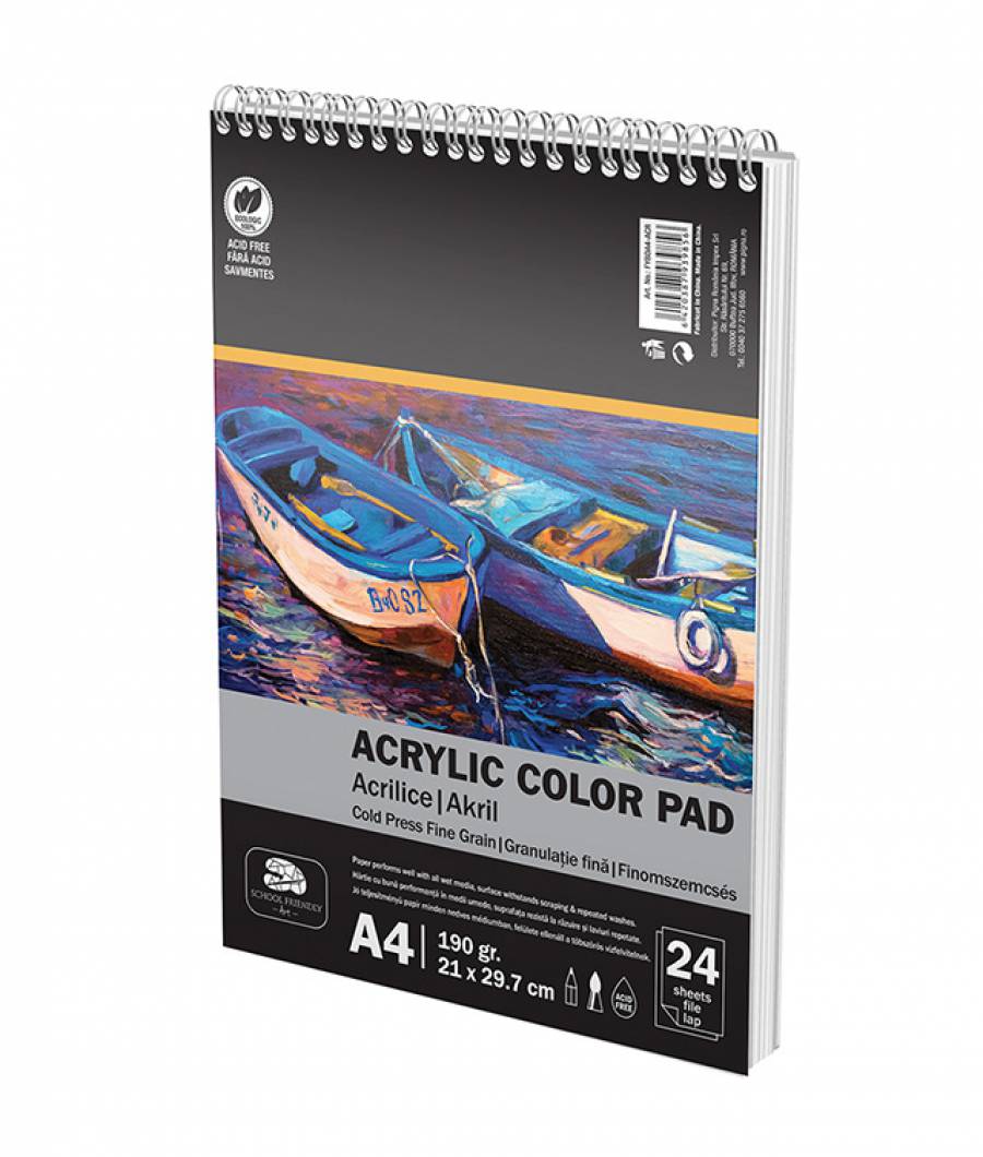 Bloc Desen A4 Culori Acrilice 190G 24 File Pigna