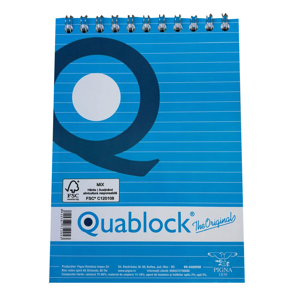 Bloc Notes Spira A5 80F Aritmetica 80G Fsc Pigna