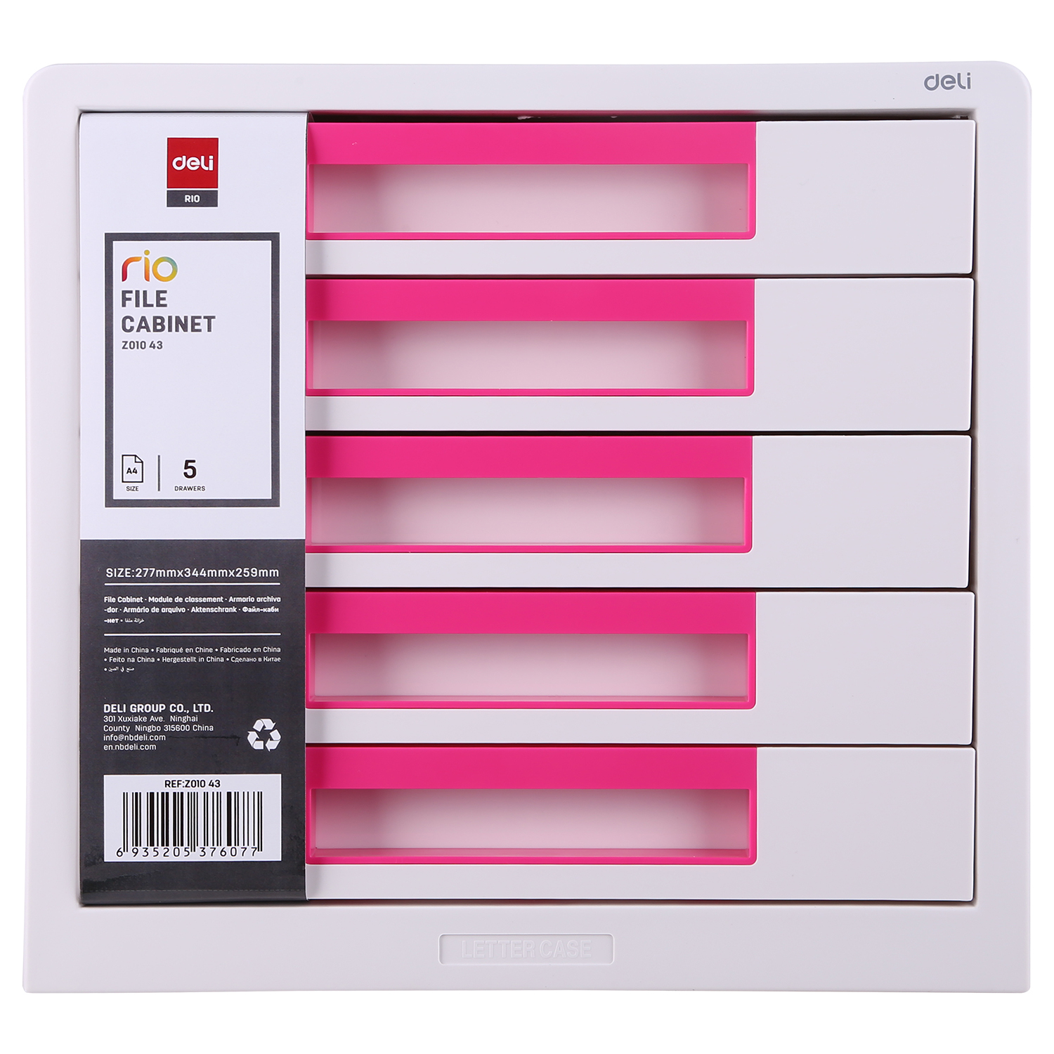 Cabinet 5 Sertare Alb/Roz Deli