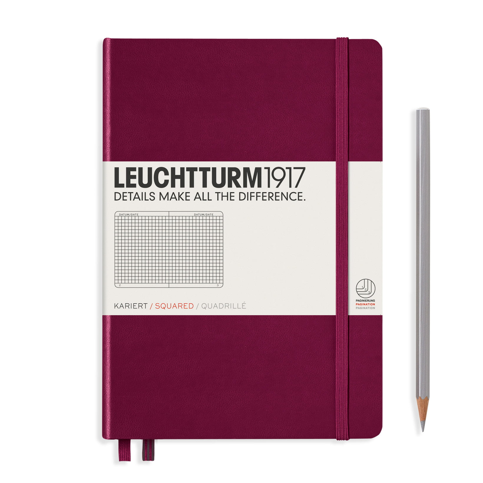 Caiet a5 aritmetica coperta rigida bordeaux leuchtturm