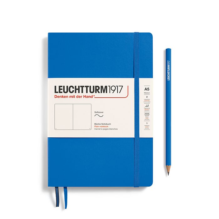 Caiet A5 Velin Coperta Flexibila Albastru Ciel Leuchtturm