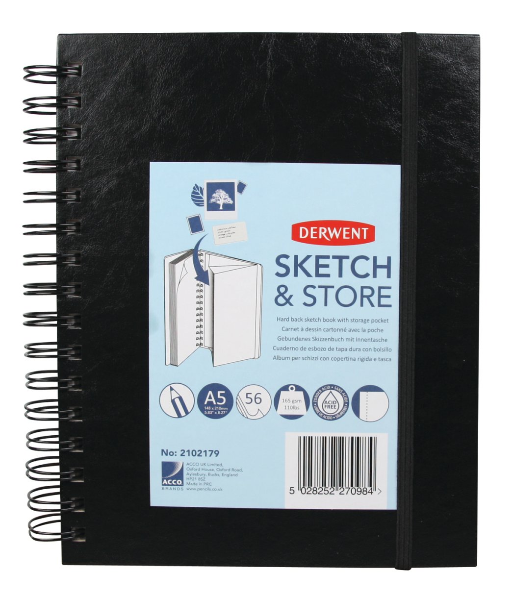 Caiet Spira Pentru Schite Si Desen A5 56 File 165G Cu Mapa Professional Derwent