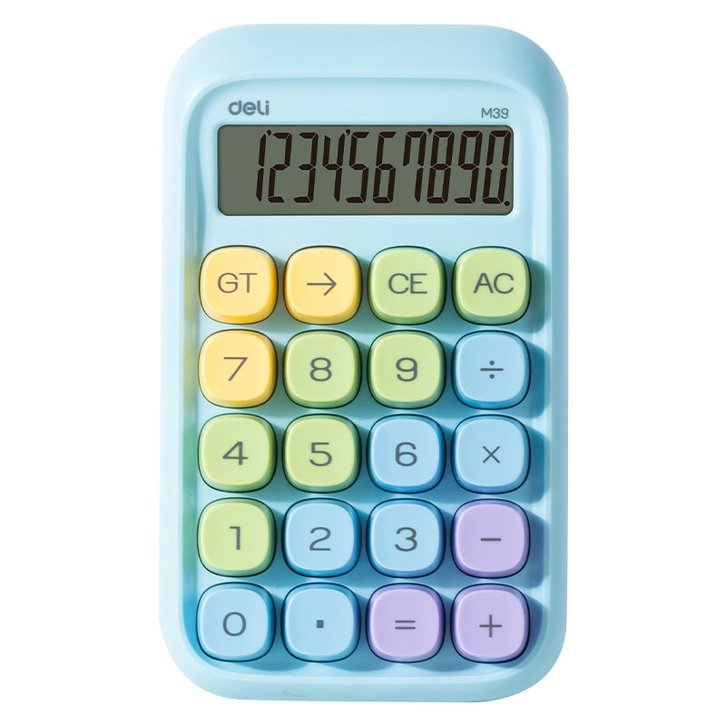 Calculator Birou 10DIG Taste Multicolore Albastru Deli
