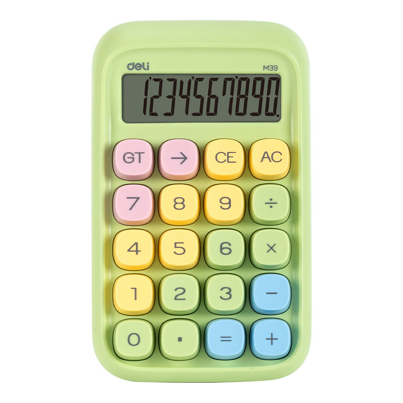 Calculator Birou 10DIG Taste Multicolore Verde Deli