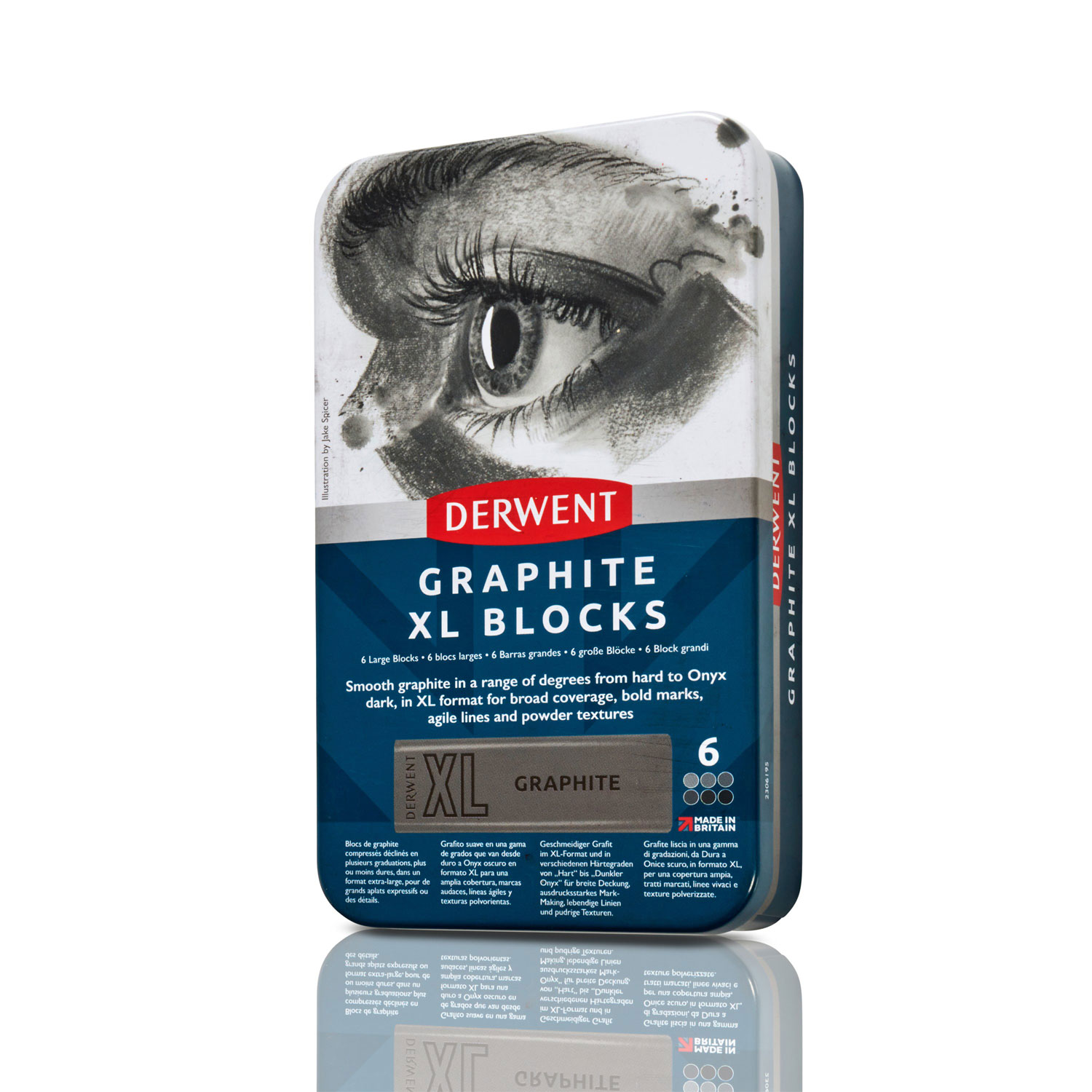 Carbune Xl Solubil Grafit Cutie Metal 6/Set Inktense Derwent