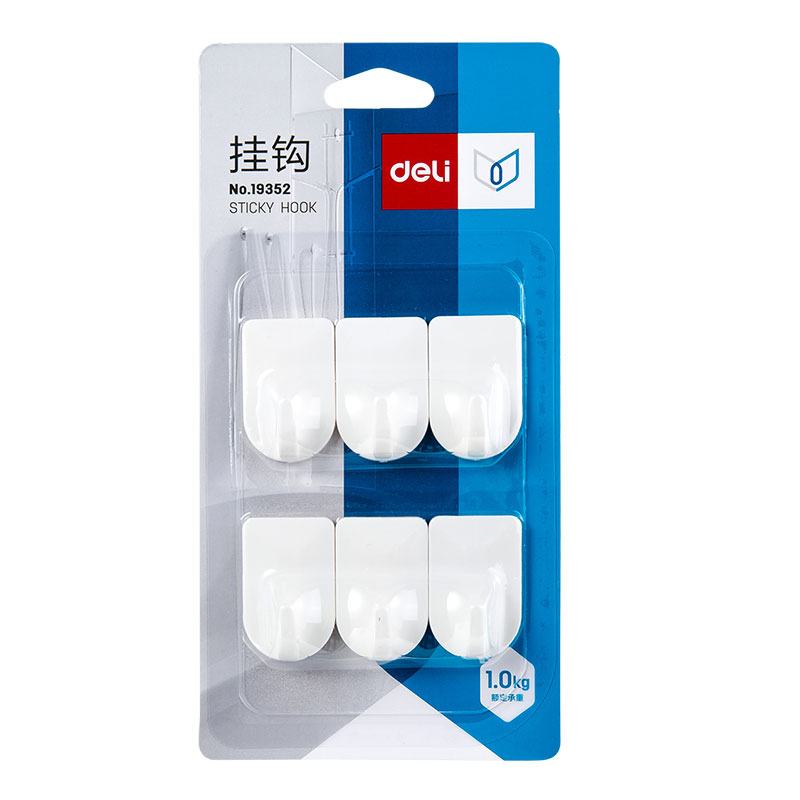 Carlig adeziv 1kg set 6 bucati alb deli