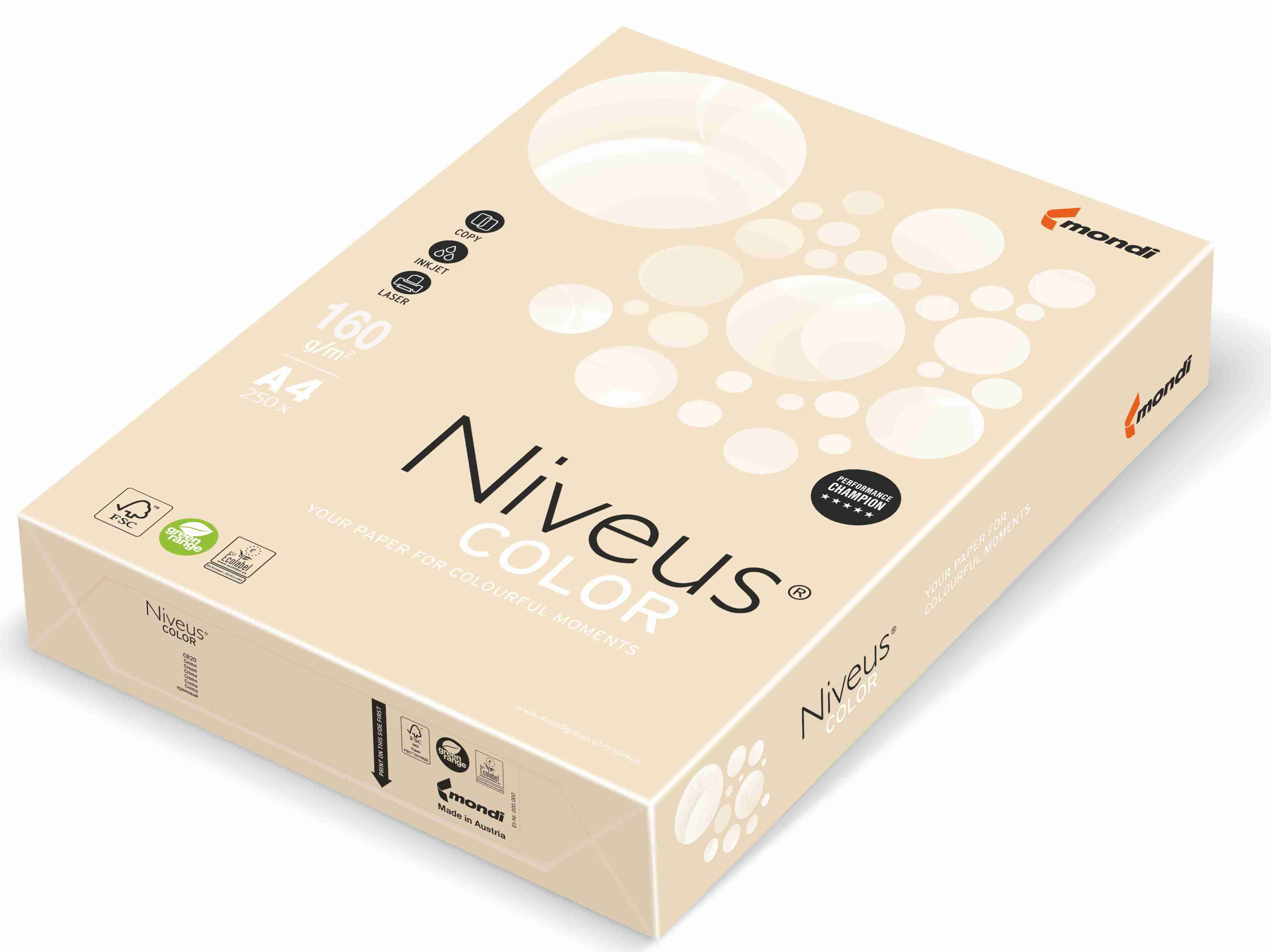 Carton Copiator A4 Cream 160G 250/Top CR20 Niveus