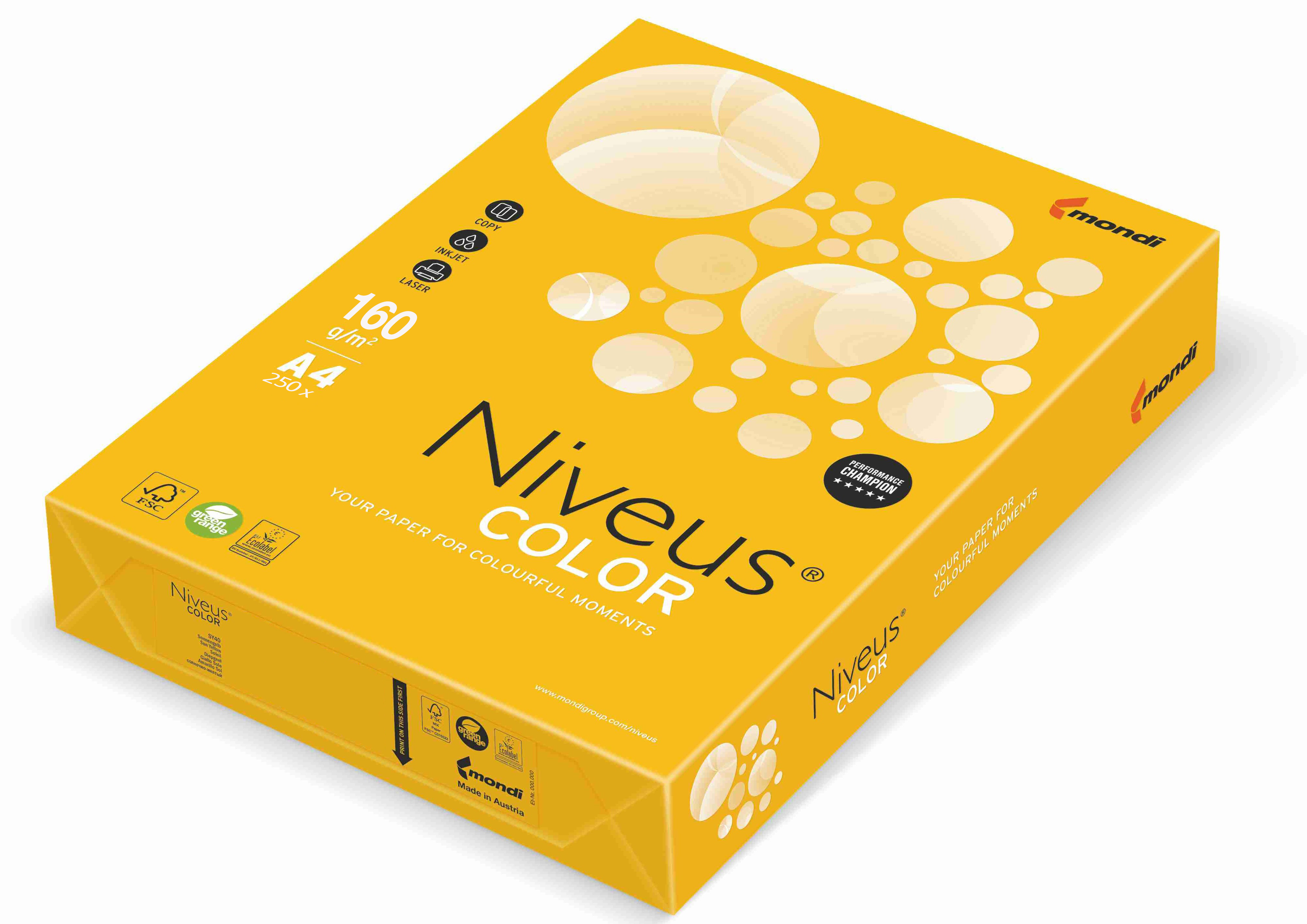 Carton Copiator A4 Galben Intens 160G 250/Top SY40 Niveus