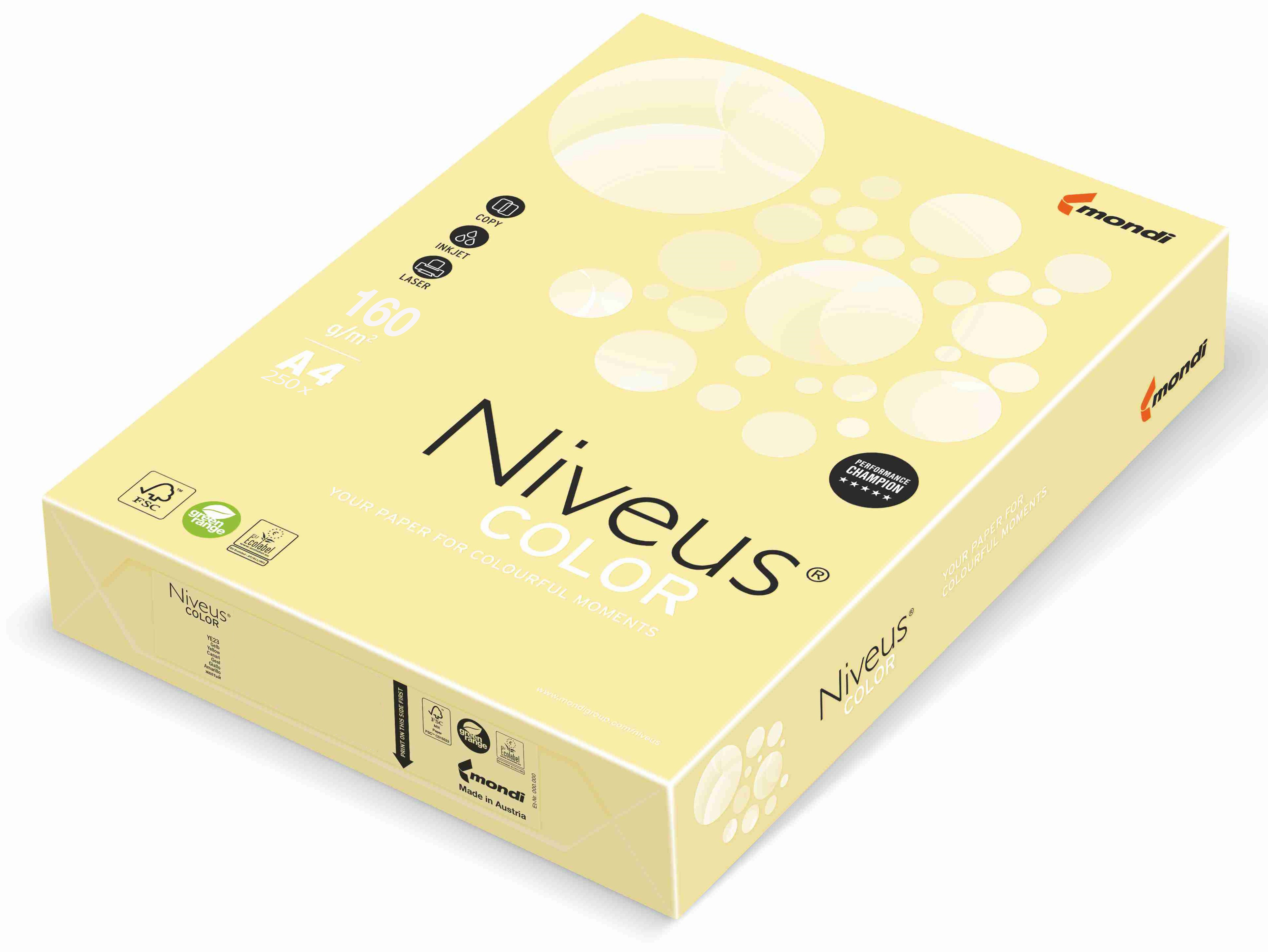 Carton Copiator A4 Galben Pal 160G 250/Top YE23 Niveus