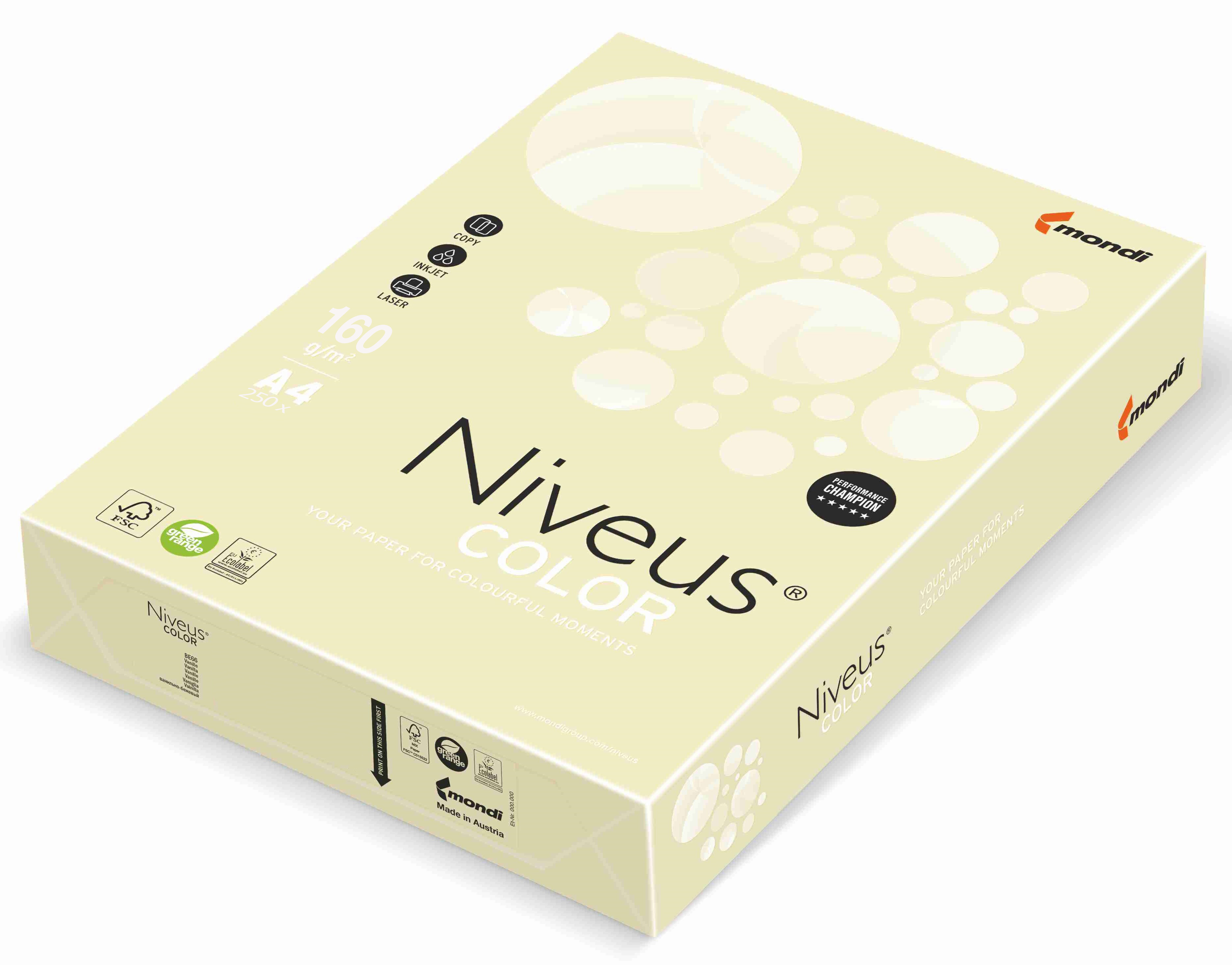Carton Copiator A4 Galben Vanilie Pal 160G 250/Top BE66 Niveus