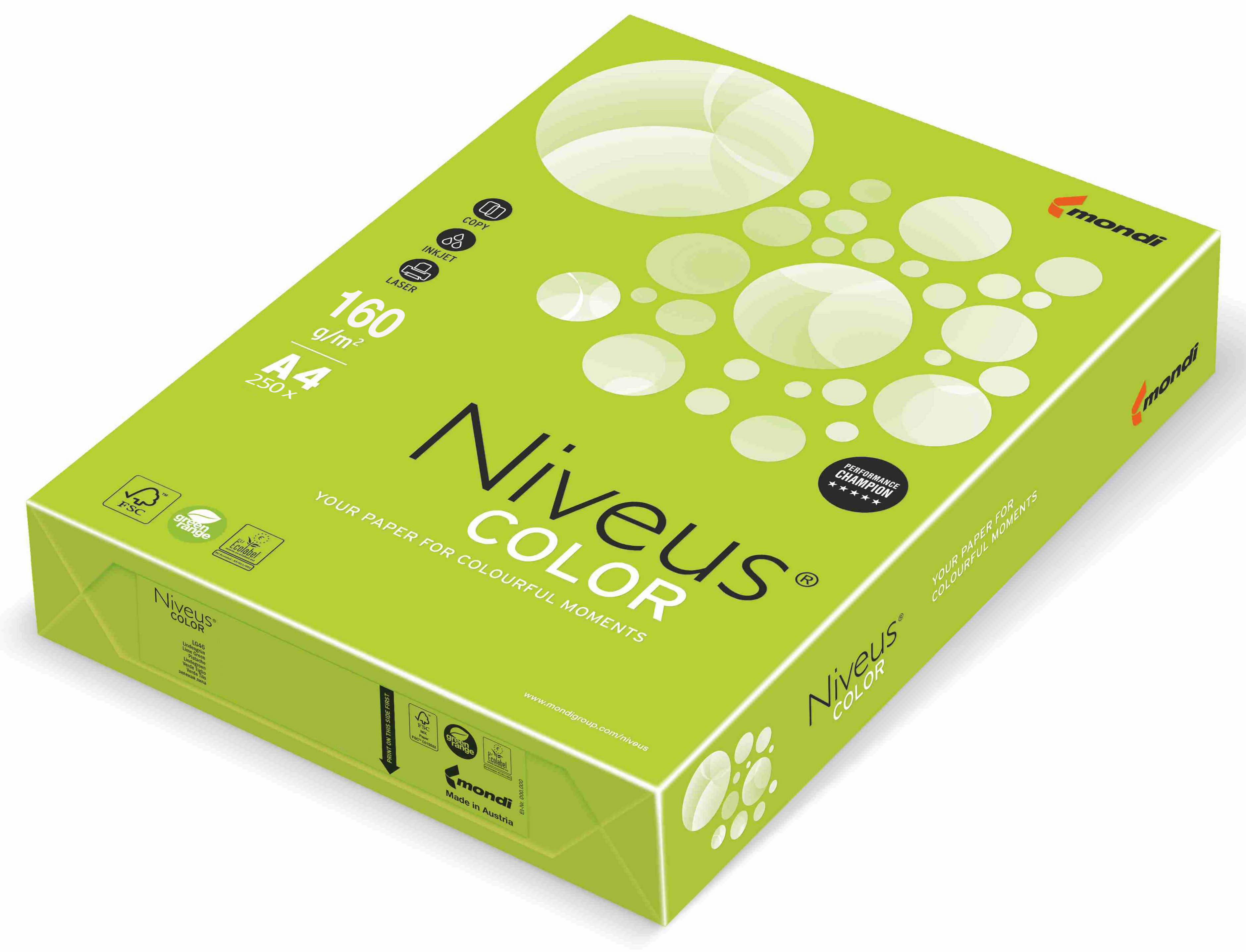 Carton Copiator A4 Verde Lime Intens 160G 250/Top LG46 Niveus