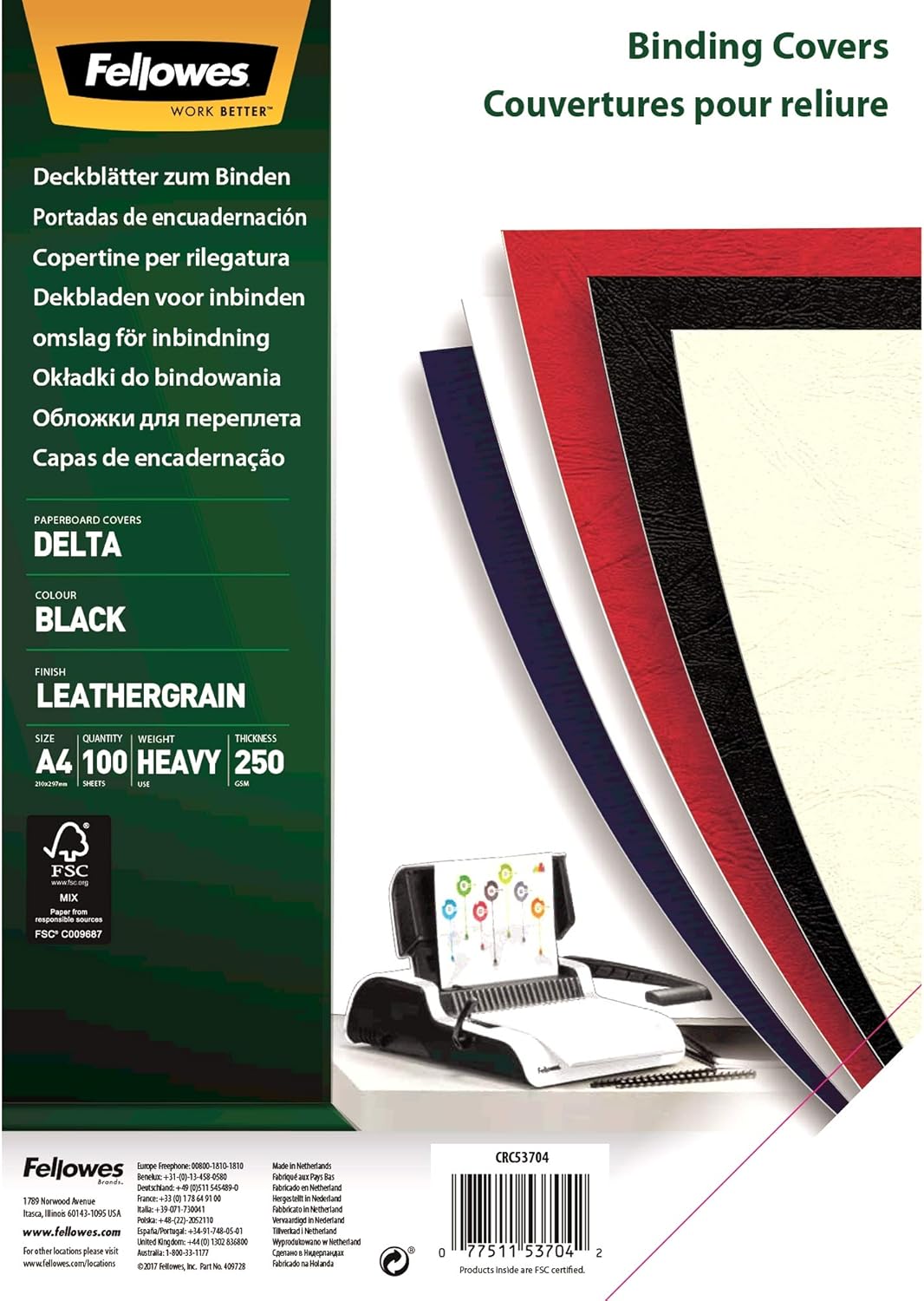 Coperti Carton A4 Negre 100/Top Fellowes
