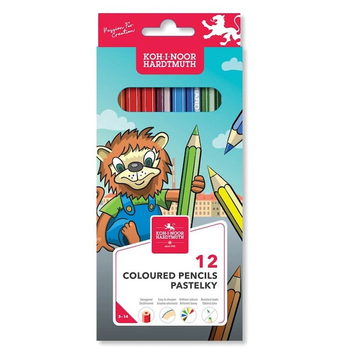 Creioane Colorate 12 Culori Leu Mina 2.8MM Koh-i-noor