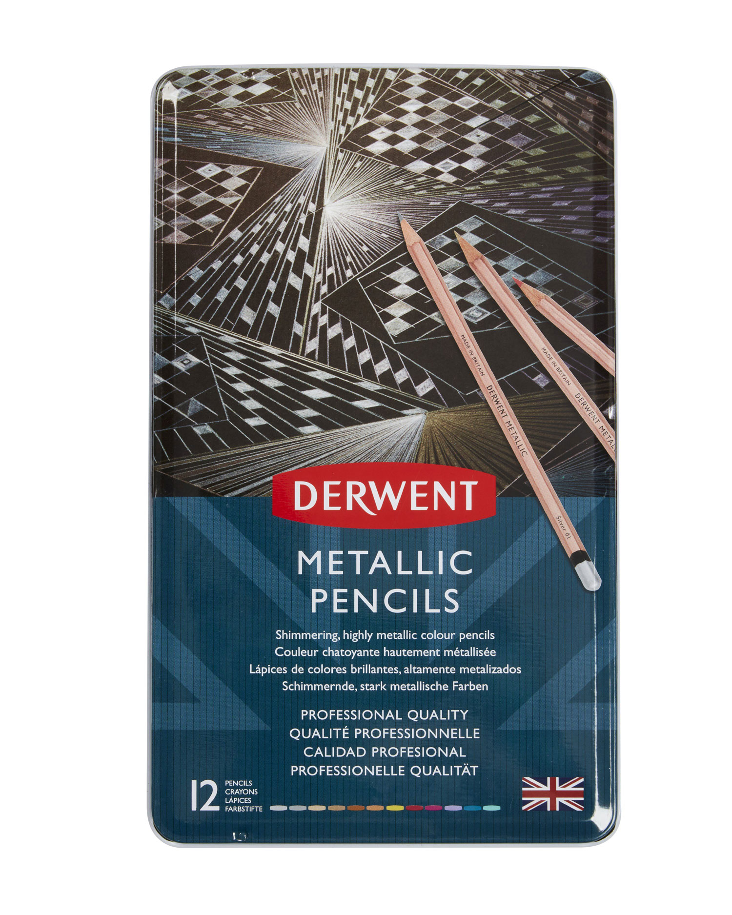 Creioane Colorate 12 Culori Metalizate Professional Derwent