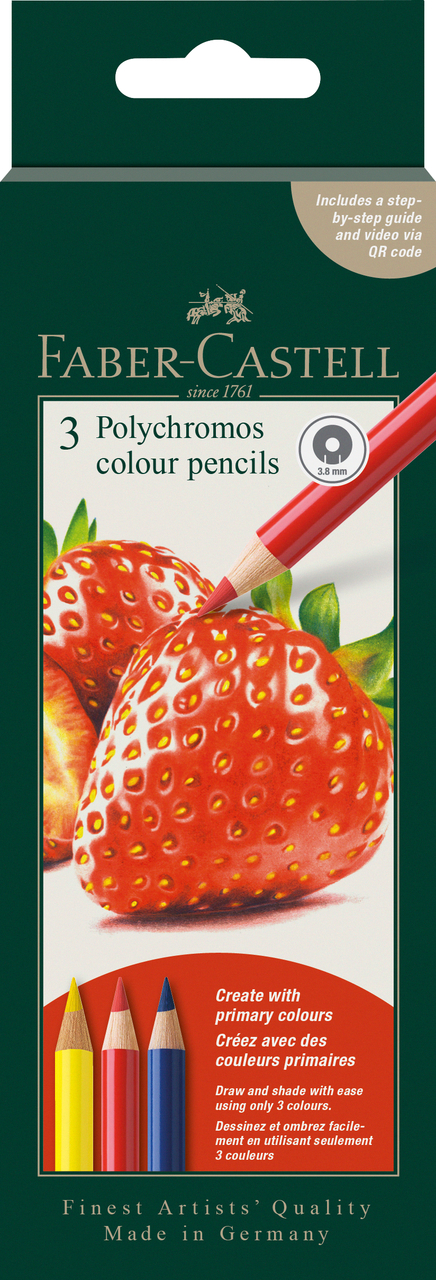 Creioane Colorate 3 Culori De Baza Strawberry Polychromos 2026 Faber-castell