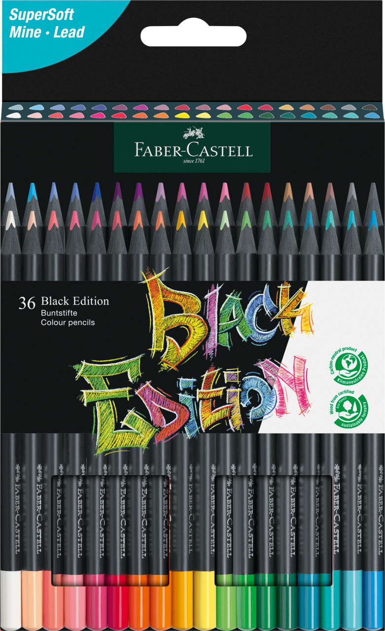Creioane Colorate 36 Culori Black Edition Faber-castell