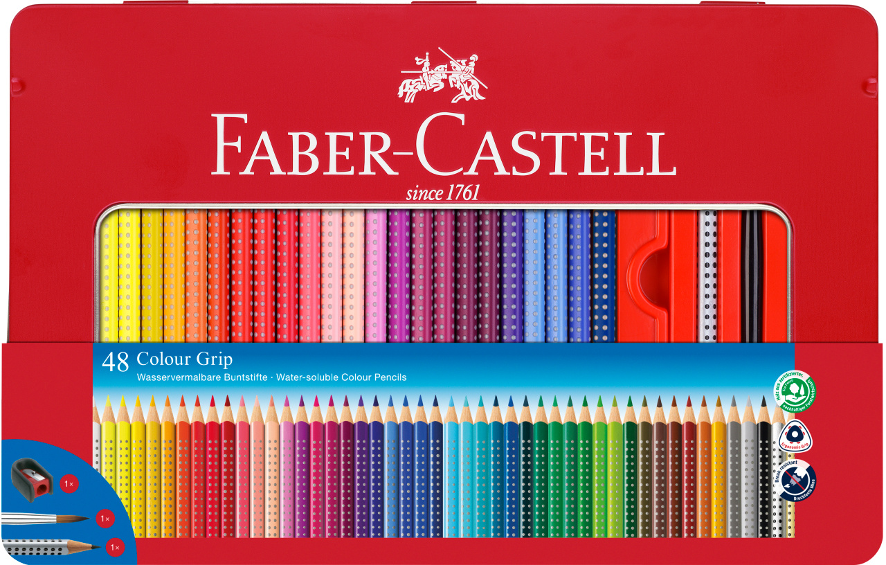 Creioane Colorate 48 Culori Cutie Metal Grip 2001 Faber-castell