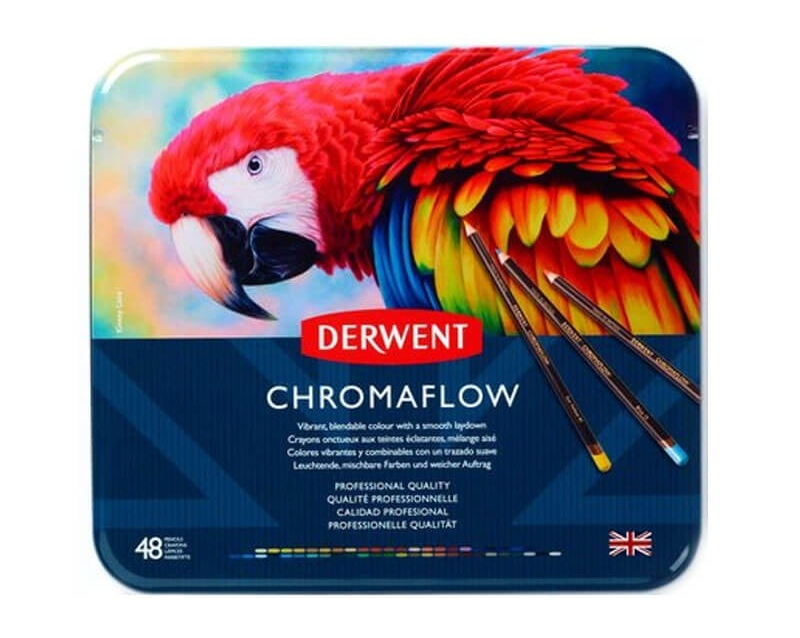 Creioane Colorate 48 Culori Cutie Metal Professional Cromaflow Derwent