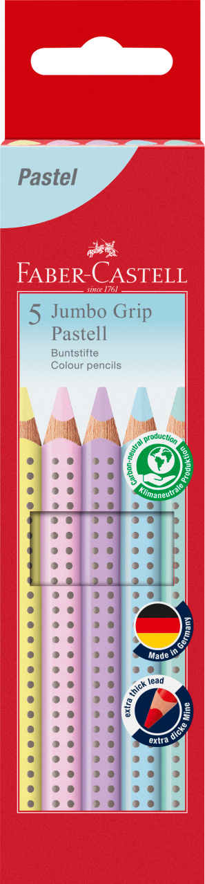 Creioane Colorate 5 Culori Pastel Jumbo Grip Faber-castell