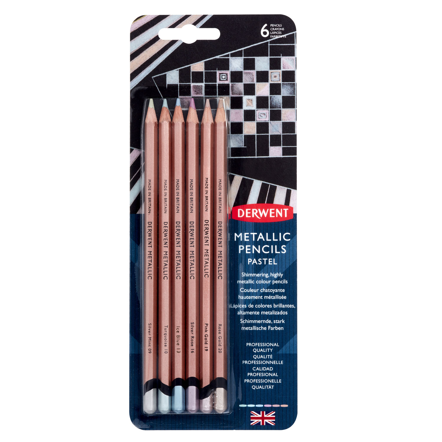 Creioane Colorate 6 Culori Metalizate Professional Derwent