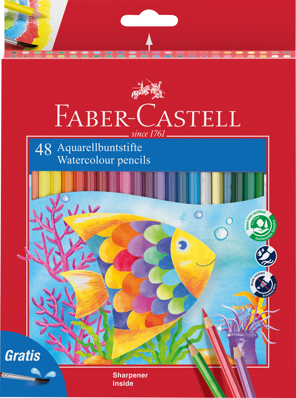 Creioane Colorate Acuarela 48 Buc + Pensula Faber-castell