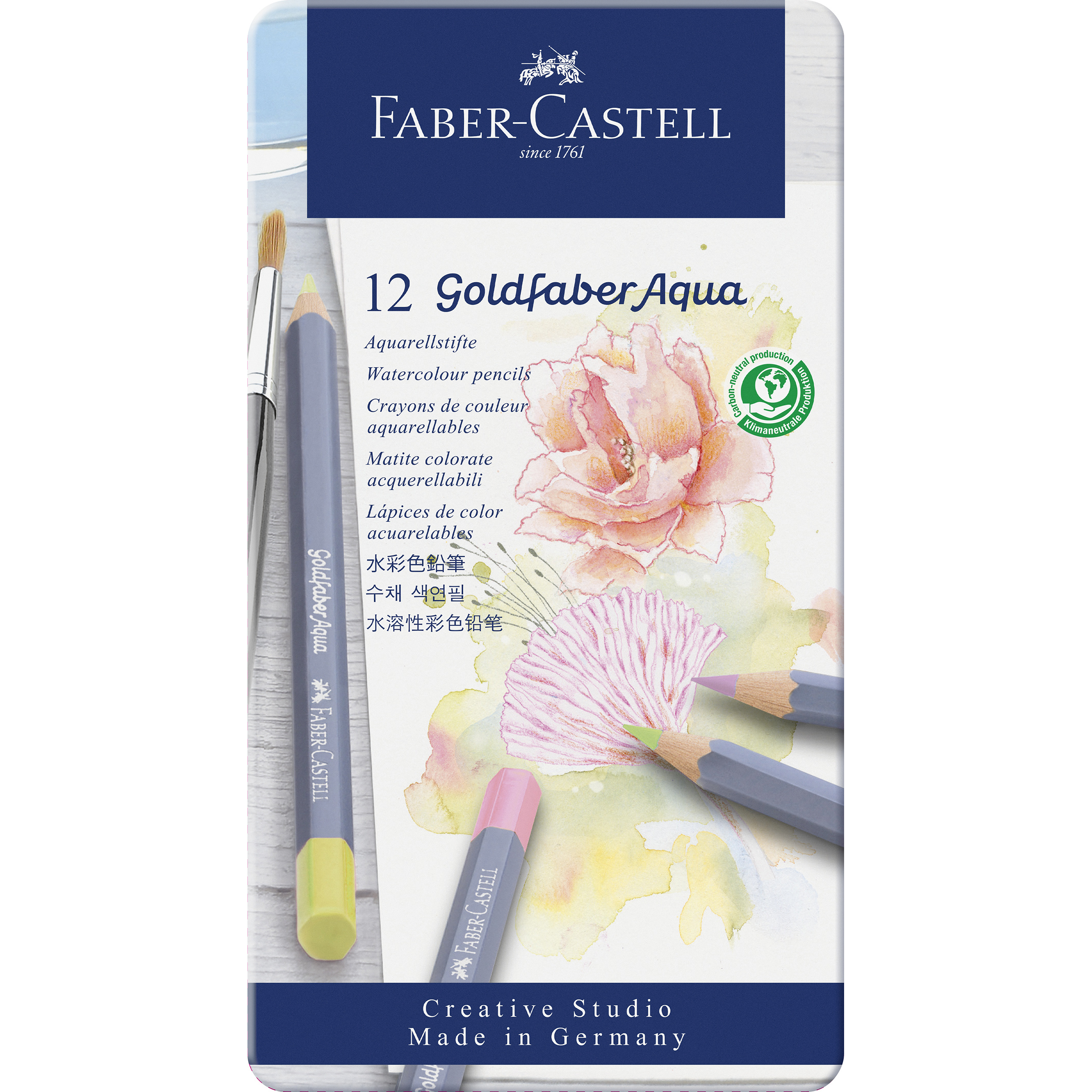 Faber-Castell Creioane Colorate Aquarelle 12 Culori Pastel Goldfaber Cut. Metal Faber Castell