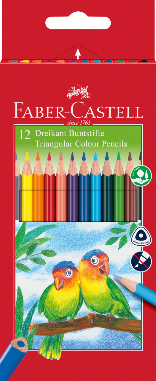 Faber-Castell Creioane Colorate Triunghiulare 12 Culori + Ascutitoare Eco Fabe