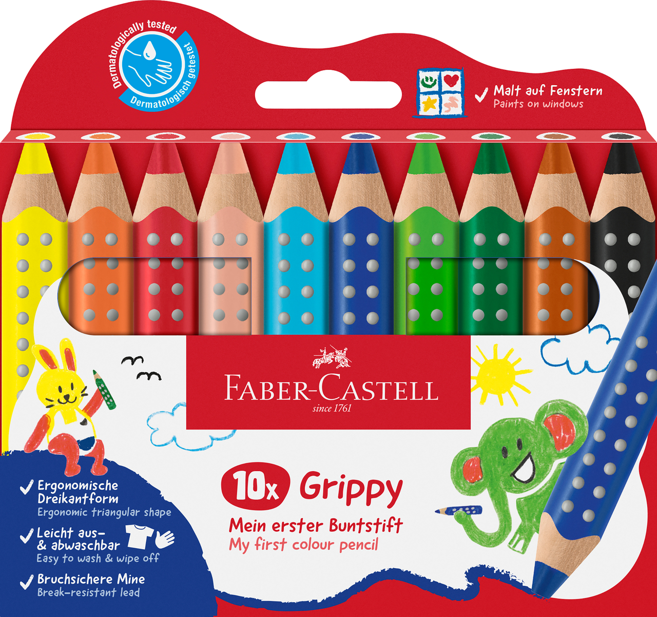 Creioane Colorate Xxl 10 Culori Grippy Faber-castell