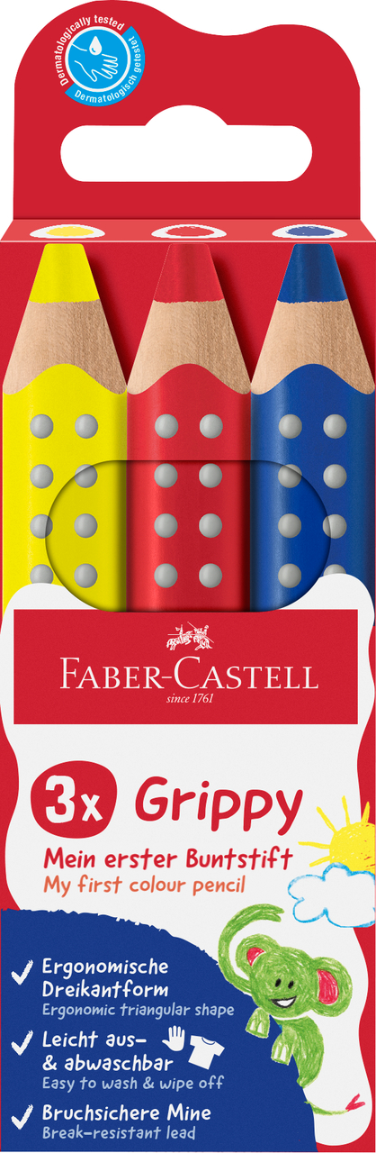 Creioane Colorate Xxl 3 Culori De Baza Grippy Faber-castell