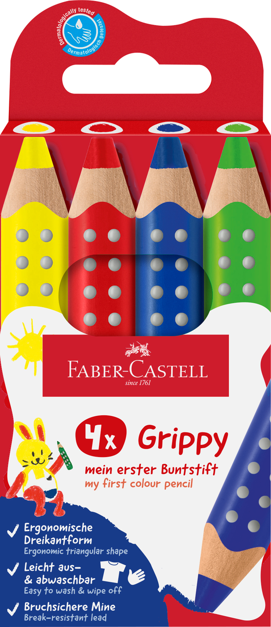Creioane Colorate Xxl 4 Culori De Baza Grippy Faber-castell