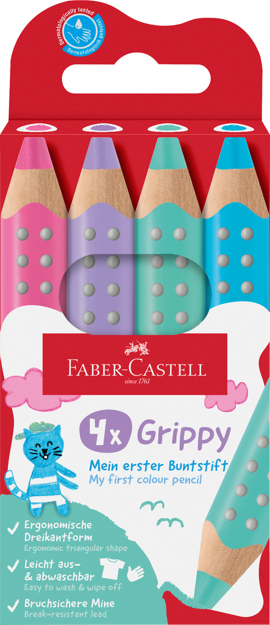 Creioane Colorate Xxl 4 Culori Pastel Grippy Faber-castell