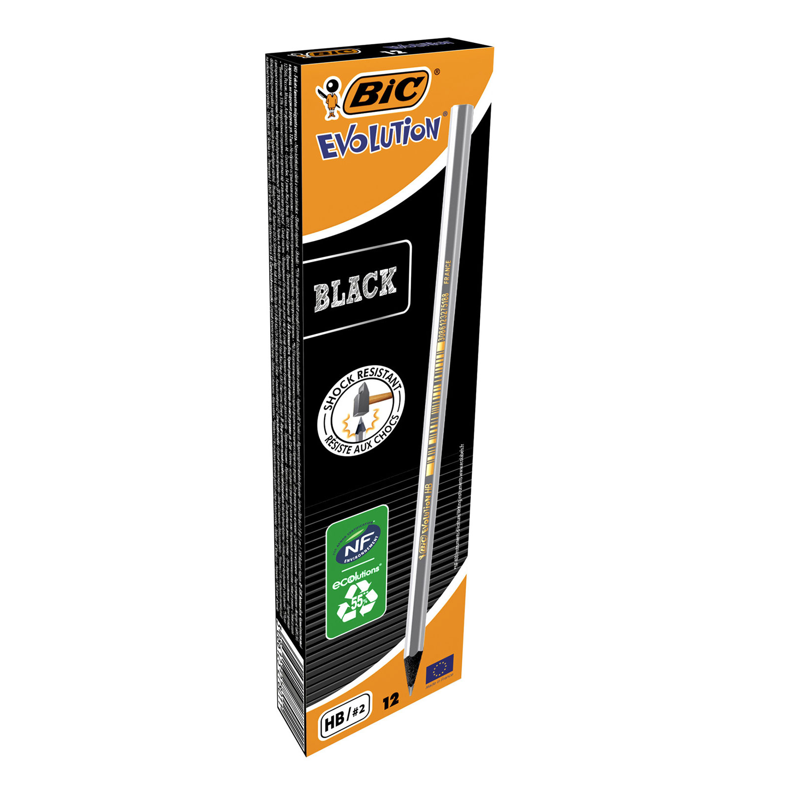 Creion Grafit Hb Fara Guma Evolution Black 12/Cut Bic