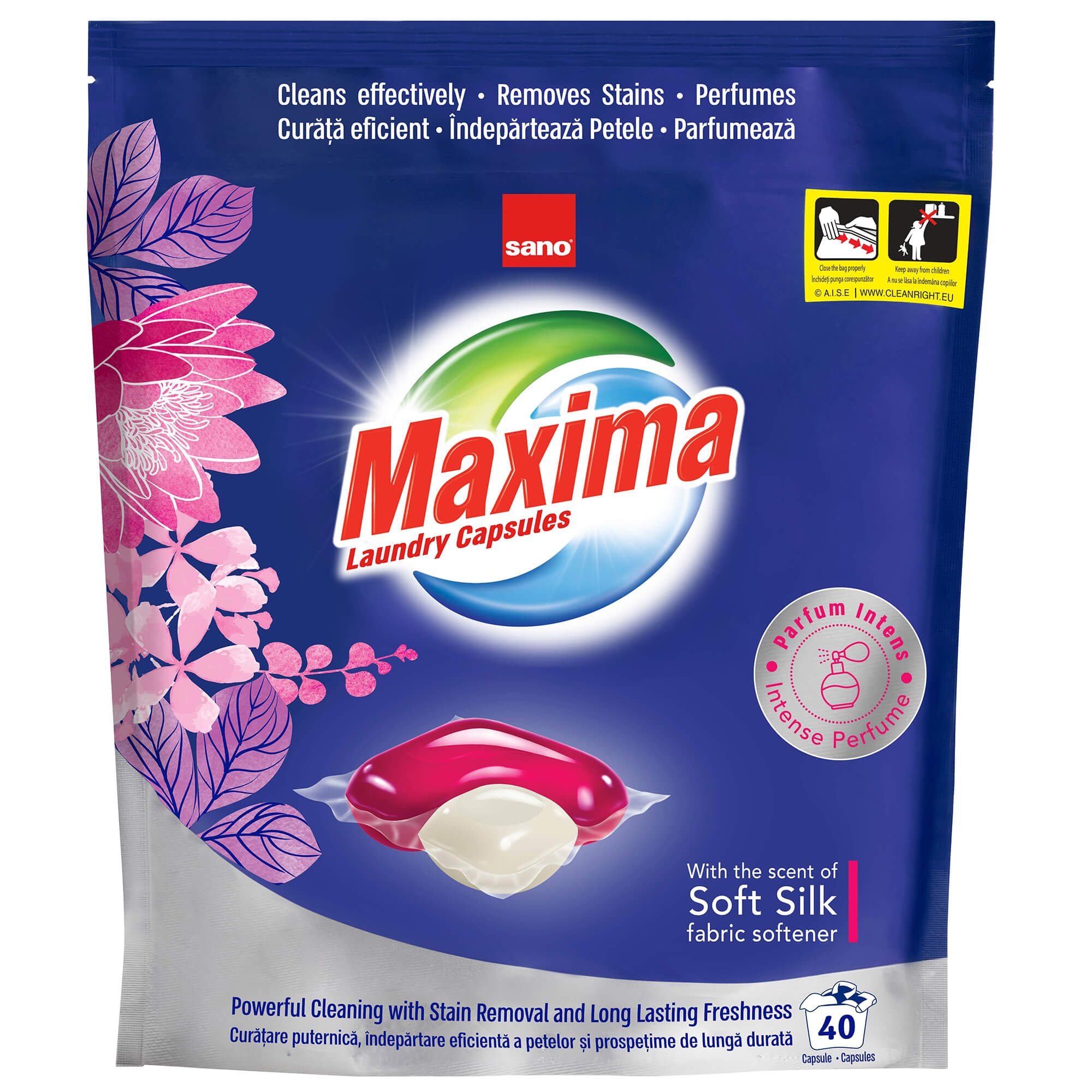 Detergent Rufe Capsule 40/Pachet Soft Silk Sano Maxima