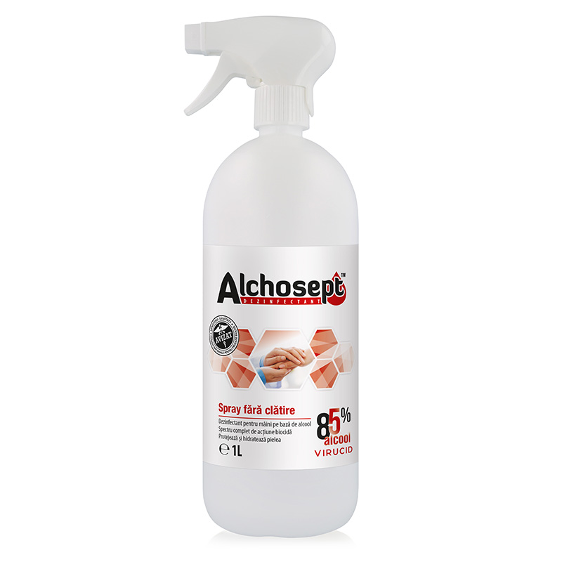 Dezinfectant maini 1l cu pulverizator klintensiv alchosept (85% alcool)