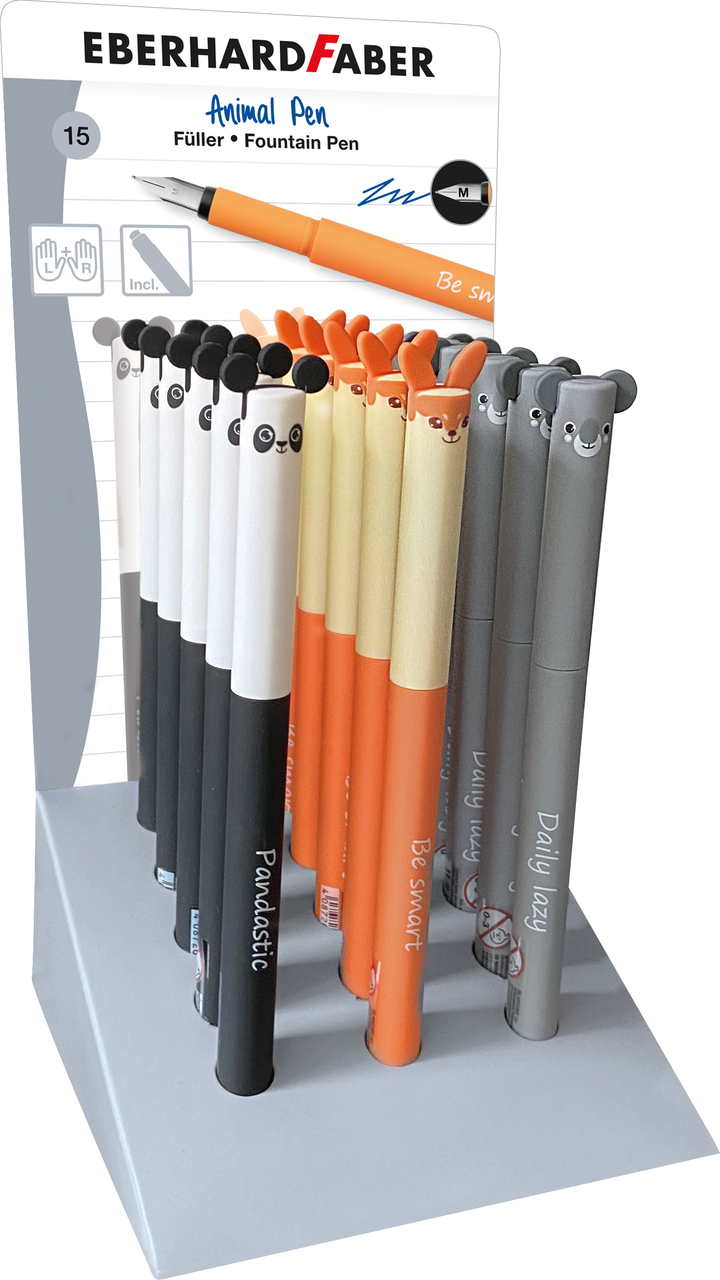 Display 15 Stilouri Animal Culori Asortate Eberhard Faber