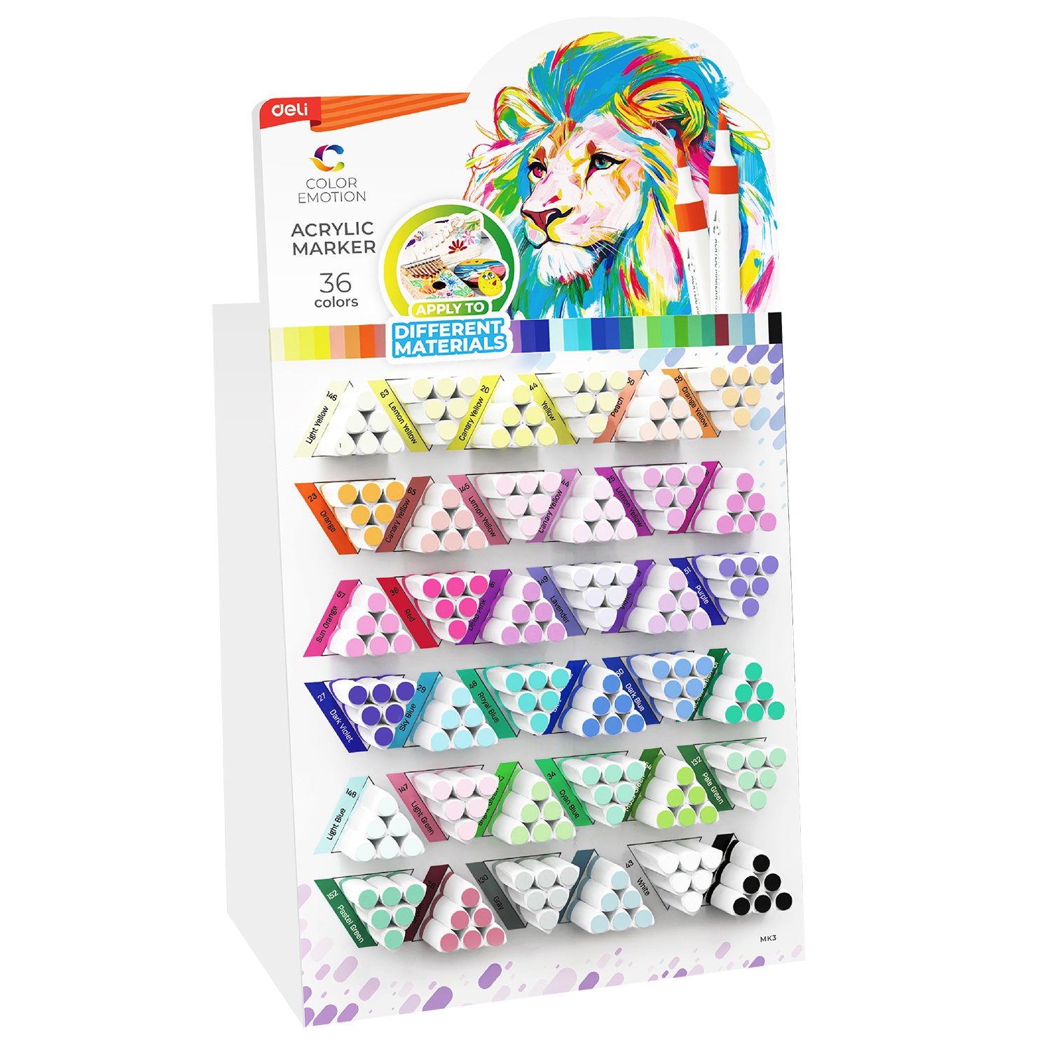 Display 216 Buc Marker Acrilic Color Emotion Deli