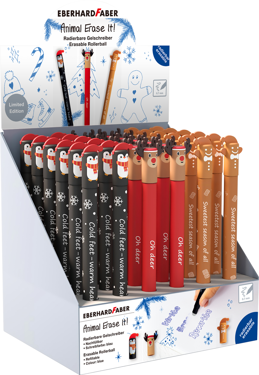 Display 36 Rollere 0.7 Mm Albastru Erasable Winter Edition 2025 Eberhard Faber