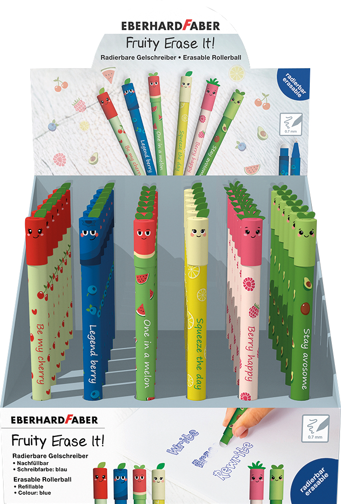 Display 36 Rollere 0.7 Mm Albastru Erasable Fructe Eberhard Faber