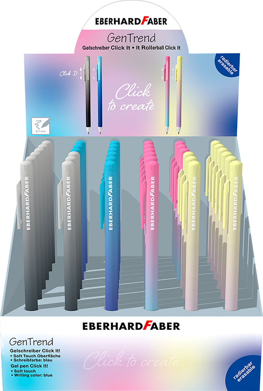 Display 36 Rollere 0.7 Mm Albastru Erase-it Click Eberhard Faber