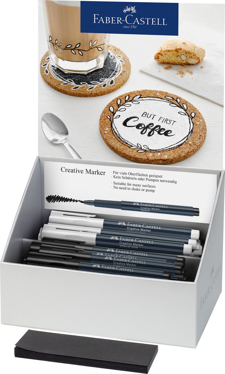 Display 50 Buc Marker Creativ Alb&negru Faber-castell