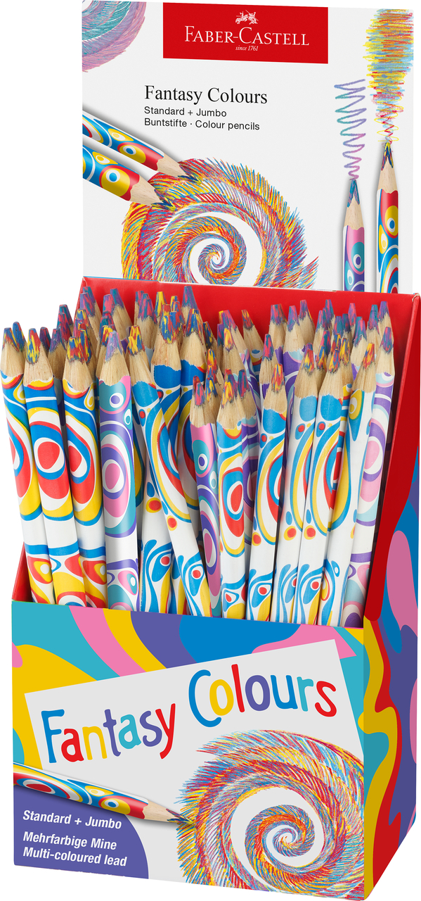 Display 84 Creioane Colorate Standard + Jumbo Multicolor Fantasy Faber-castell